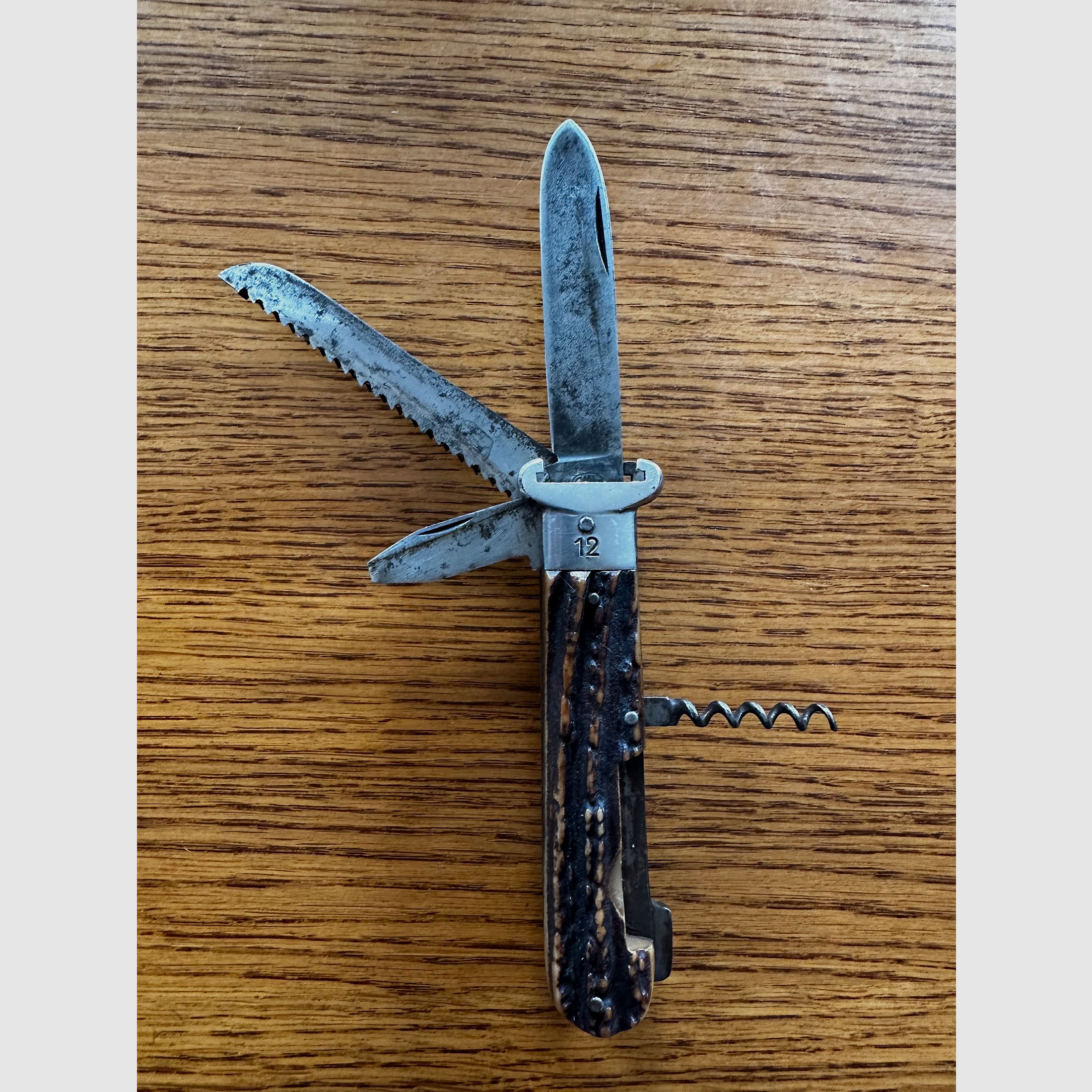 Hunting knife folding knife cartridge extractor caliber 12 and 16 Leegebruch GML DDR pocket knife