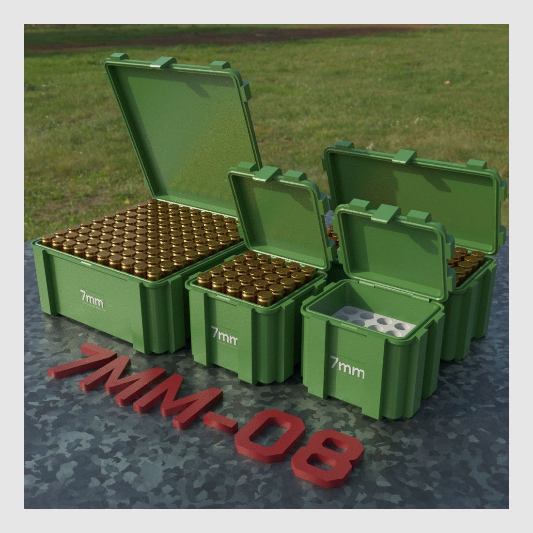 Filamelt Munitionsbox / Ammo Box 7mm-08 REM – Patronenbox ‘Klappdeckel’ – 20 / 25 / 50 / 100 Runden