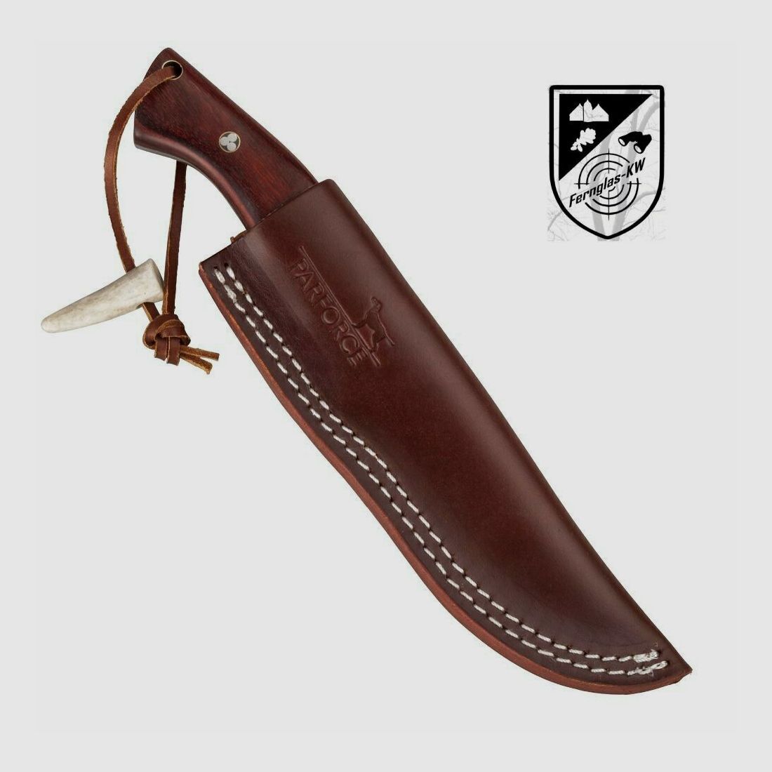 Cuchillo Parforce Damast Rotmilan con funda de cuero