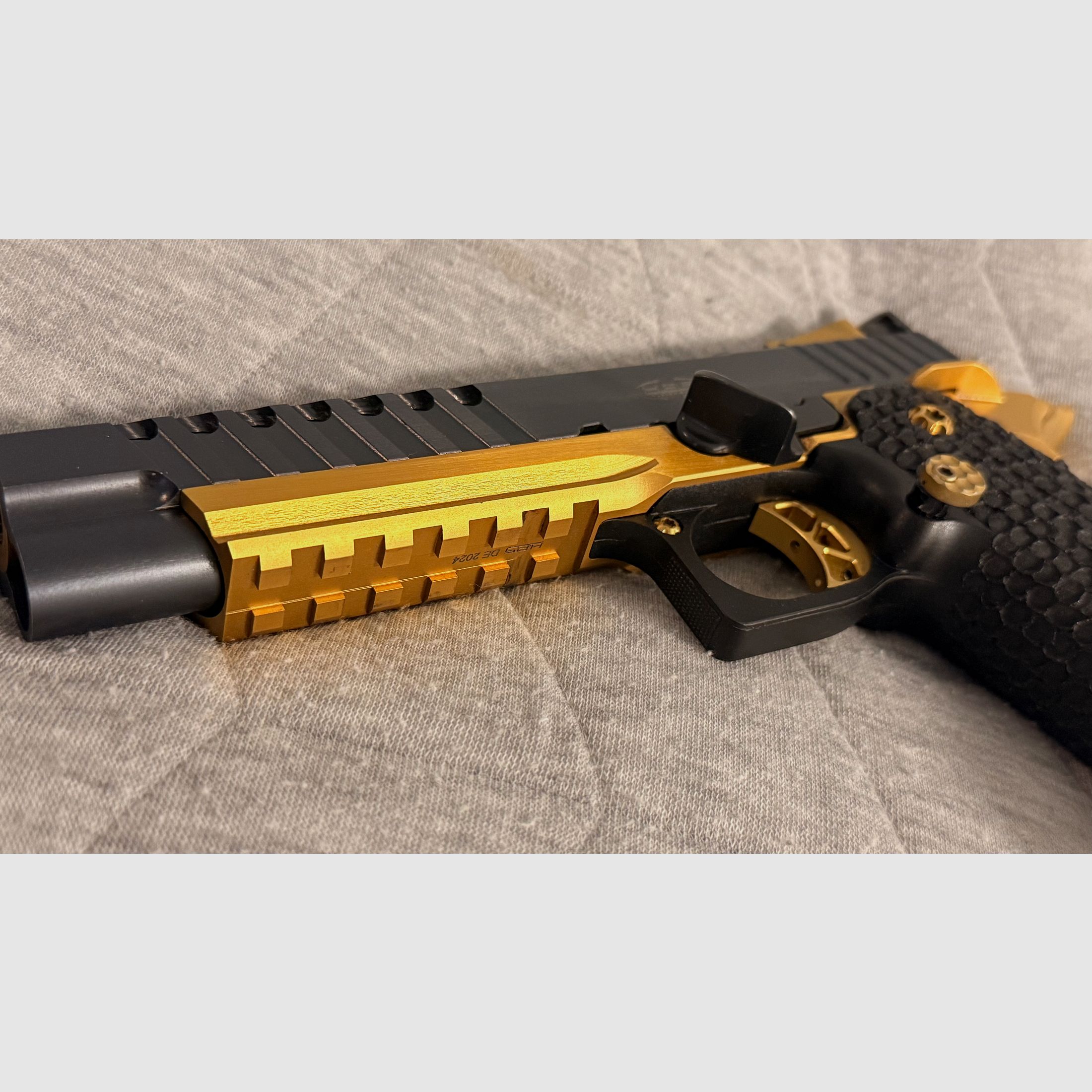 IPSC Standard Optic STI 2011 HPS Guns Range Master 5.4“ with front cut, Picatinny rail weapon is optic ready and Odin2 stock