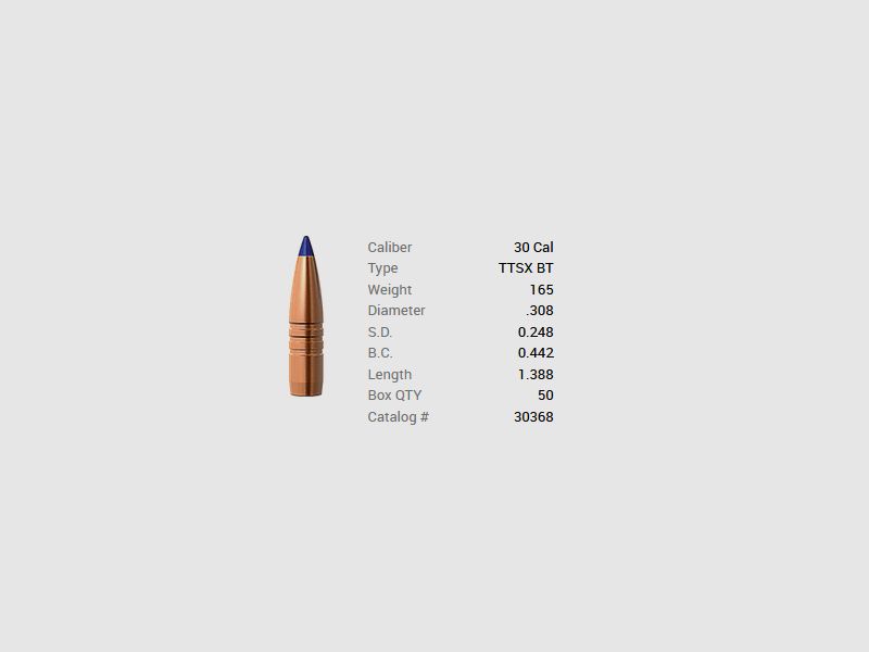 Barnes Geschoss .30/.308 165GR Tipped TSX BT 50 Stück