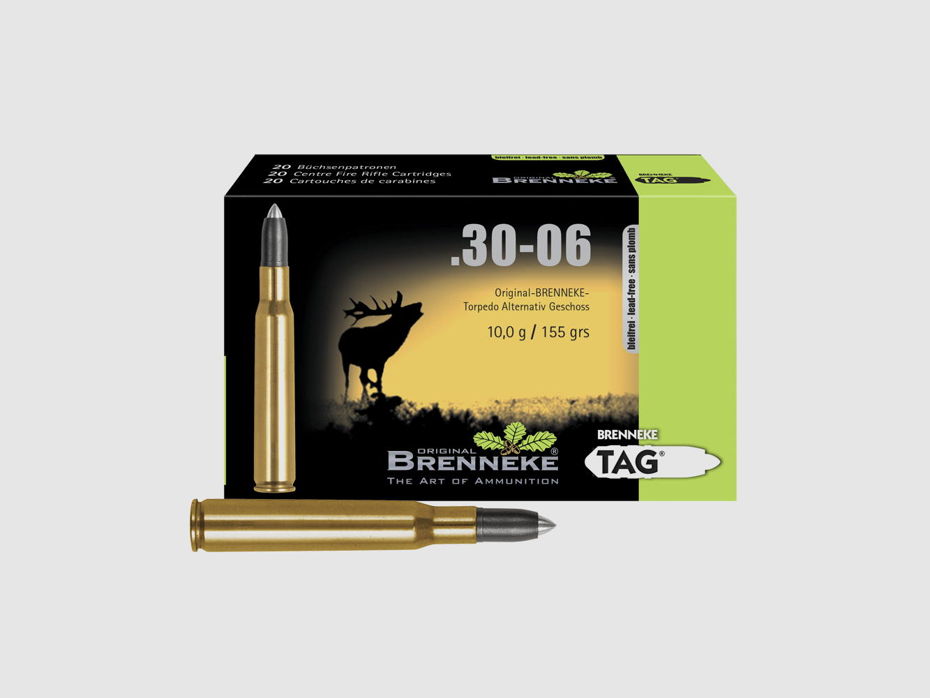 Rifle cartridge with TAG® bullet - LEAD-FREE - .30-06 Spring., Orig. BRENNEKE TAG 10.0 g VE20