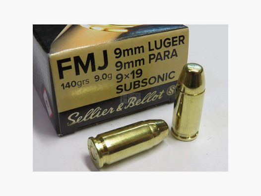 SELLIER BELLOT 9X19 SUBSO FMJ 140GR X50
