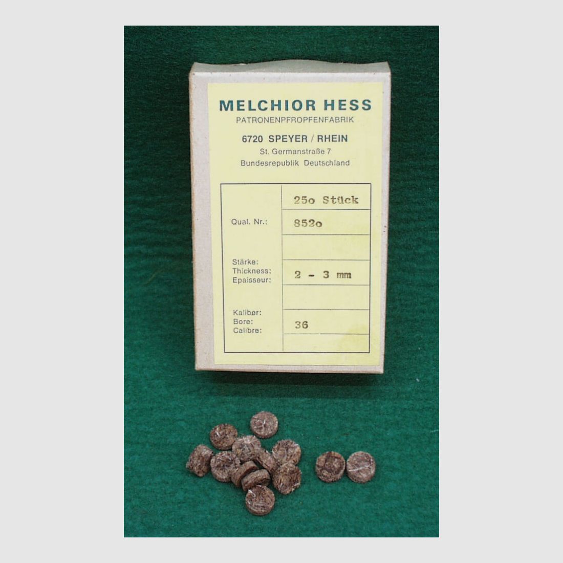 Melchior Hess	 Tappi in feltro rigido grasso Cal.36