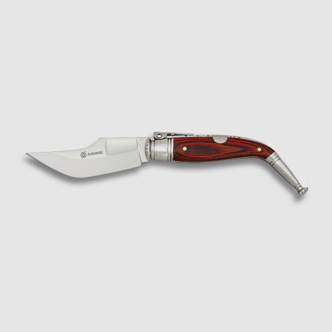 pequeño cuchillo de bolsillo navaja española 5cm hoja madera de Stamnia roja