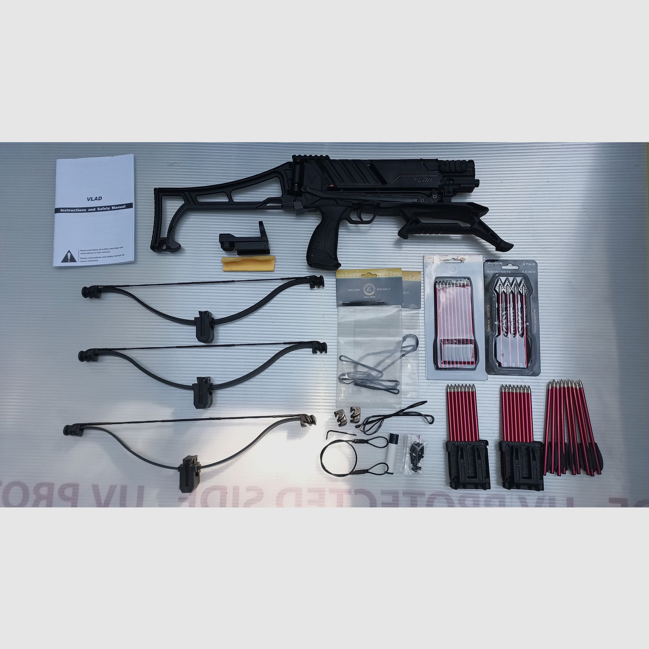 Repetier Armbrust Vlad Set *neuwertig* 3 Bögen 39 Pfeile Red Dot