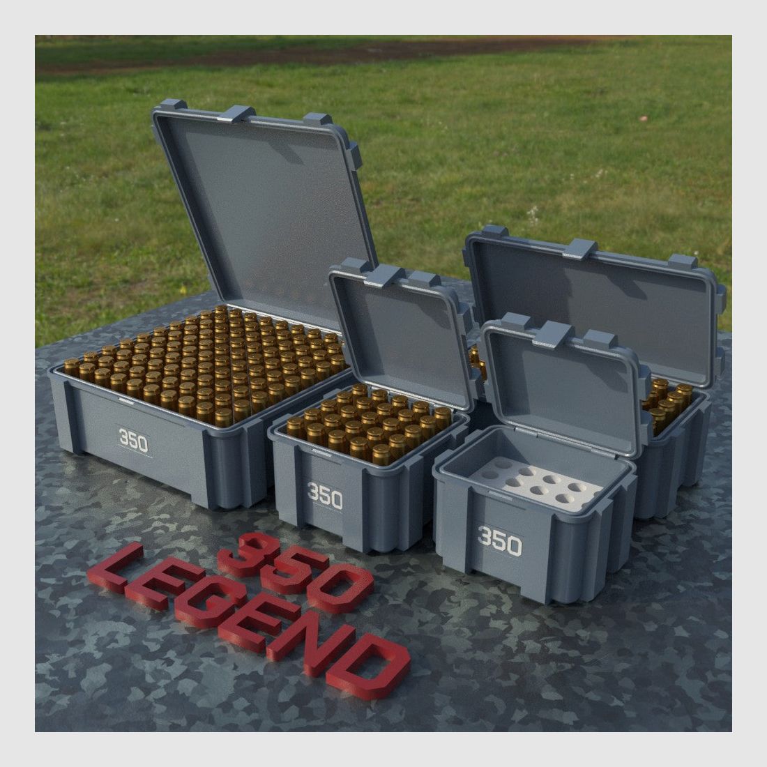 Filamelt Munitionsbox / Ammo Box .350 Legend – Patronenbox ‘Klappdeckel’ – 20 / 25 / 50 / 100 Runden