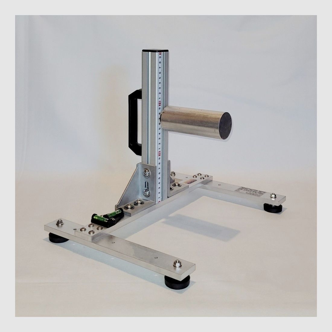 KGF Auflagestativ - Auflageständer Alu H-300-Pro mit Buchenholz-Auflage, Waage, Griff und Maßband