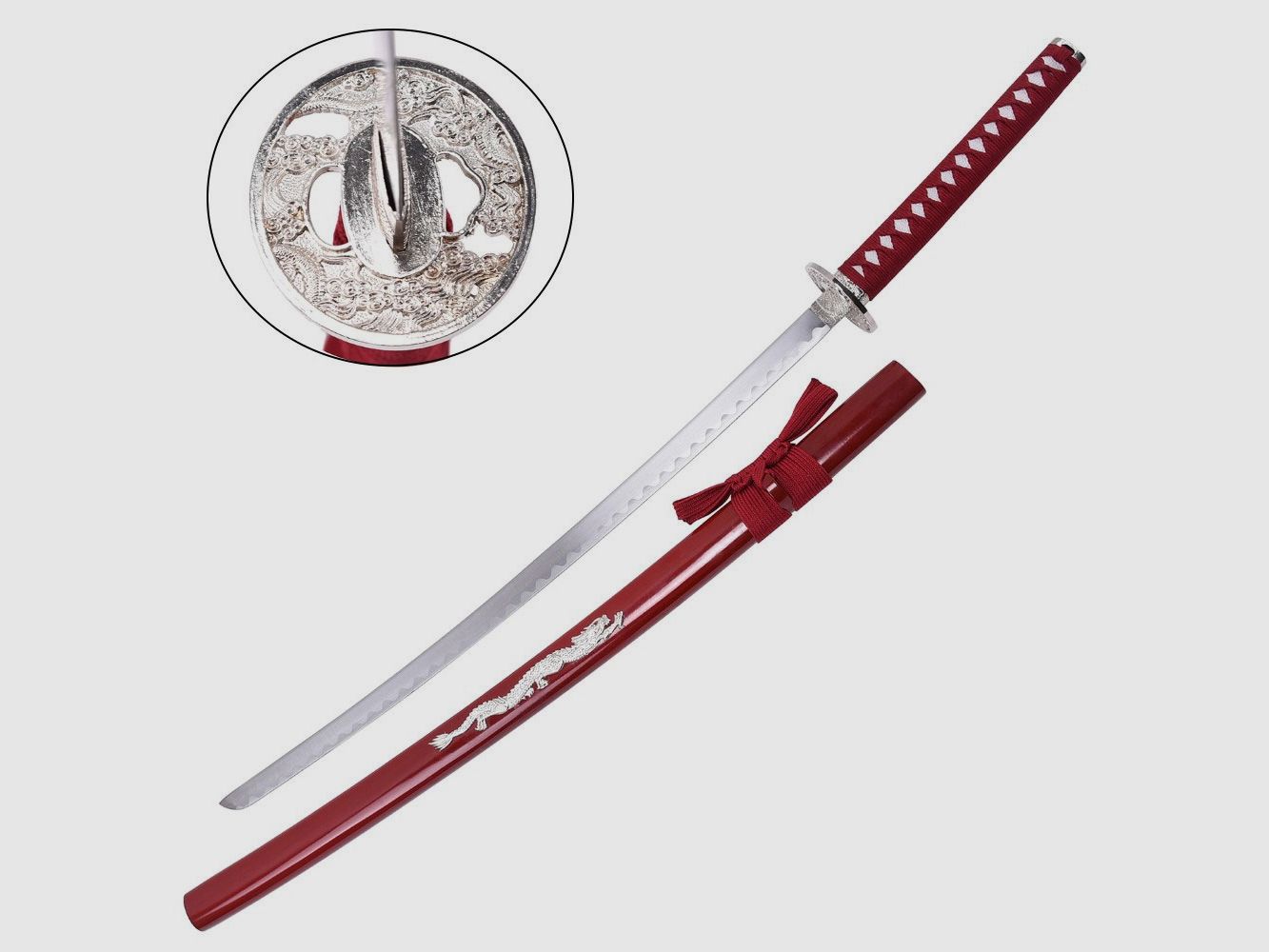 Katana Dragon rot mit Saya