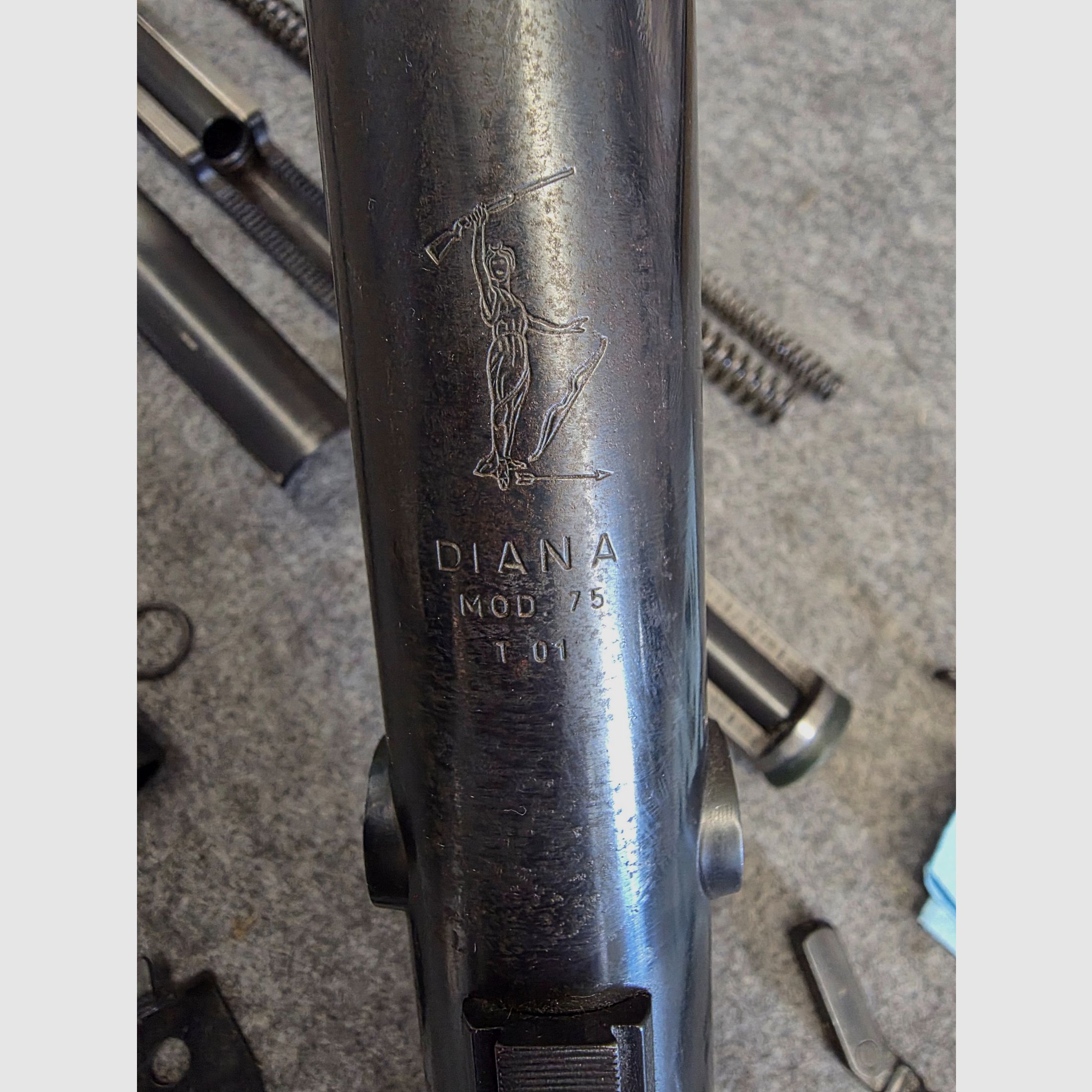 Konvolut Ersatzteile Luftgewehr Seitenspanner Diana Mod. 75 U T01 