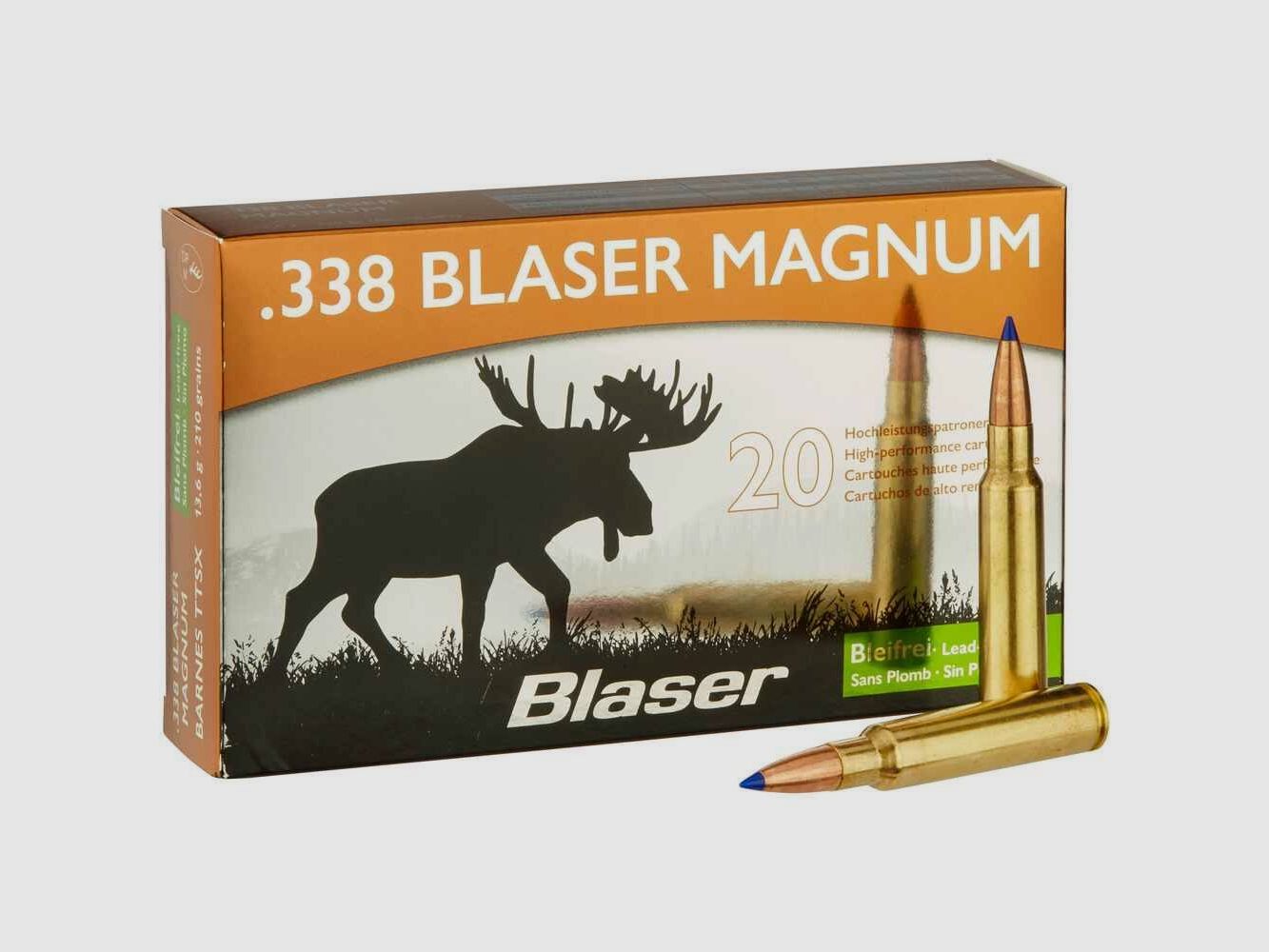 .338 Blaser Mag. sans plomb Blaser 210 gr. 13.6 g Barnes TTSX sans plomb VE20