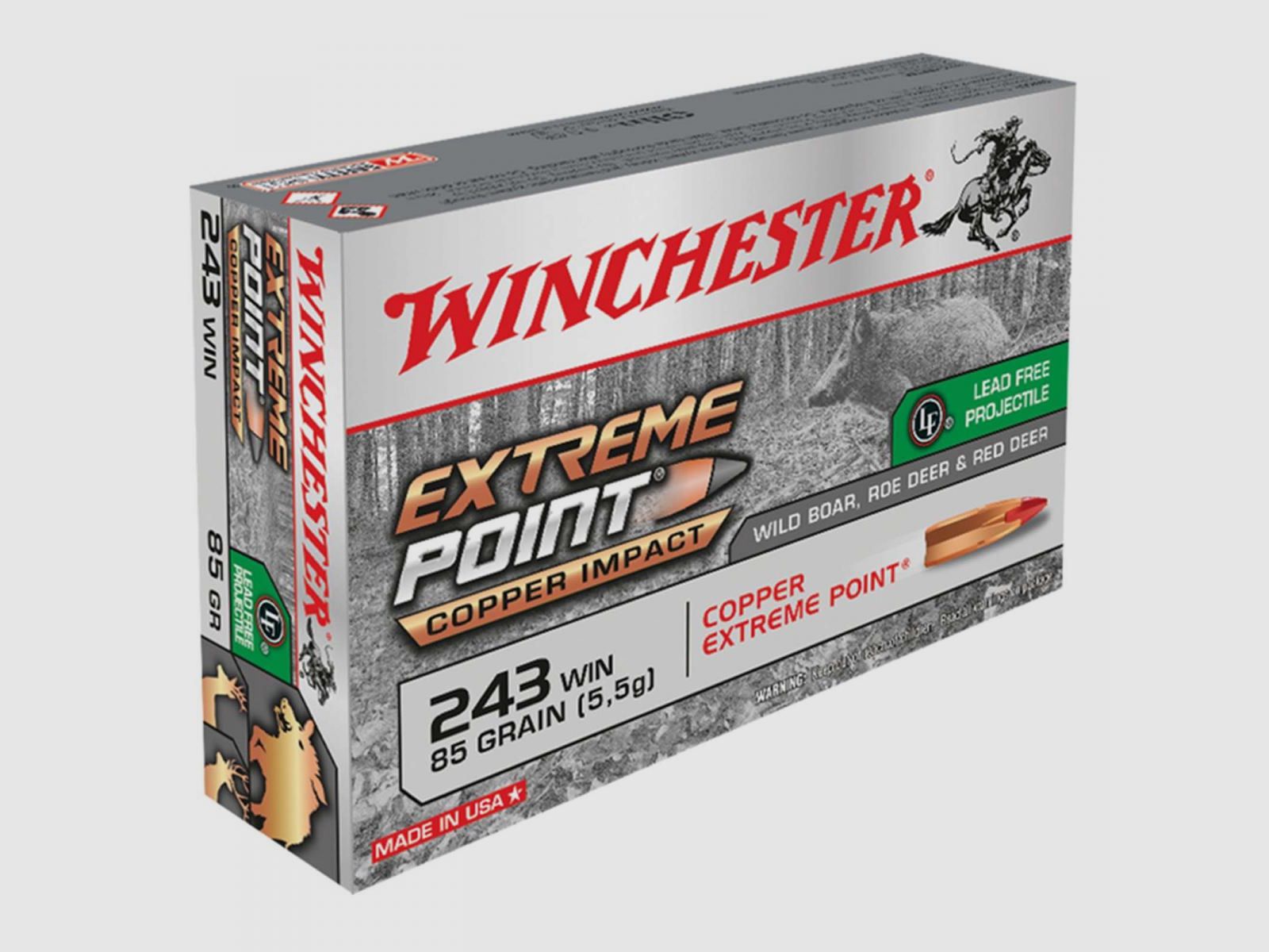 Winchester Extreme Point .243 Win. 85GR Copper Extreme Point 20 patronen
