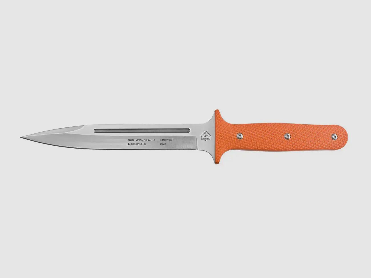 PUMA XP pig sticker 13, Abfangmesser, Orange G10 mit Fischhaut, Kydex Scheide