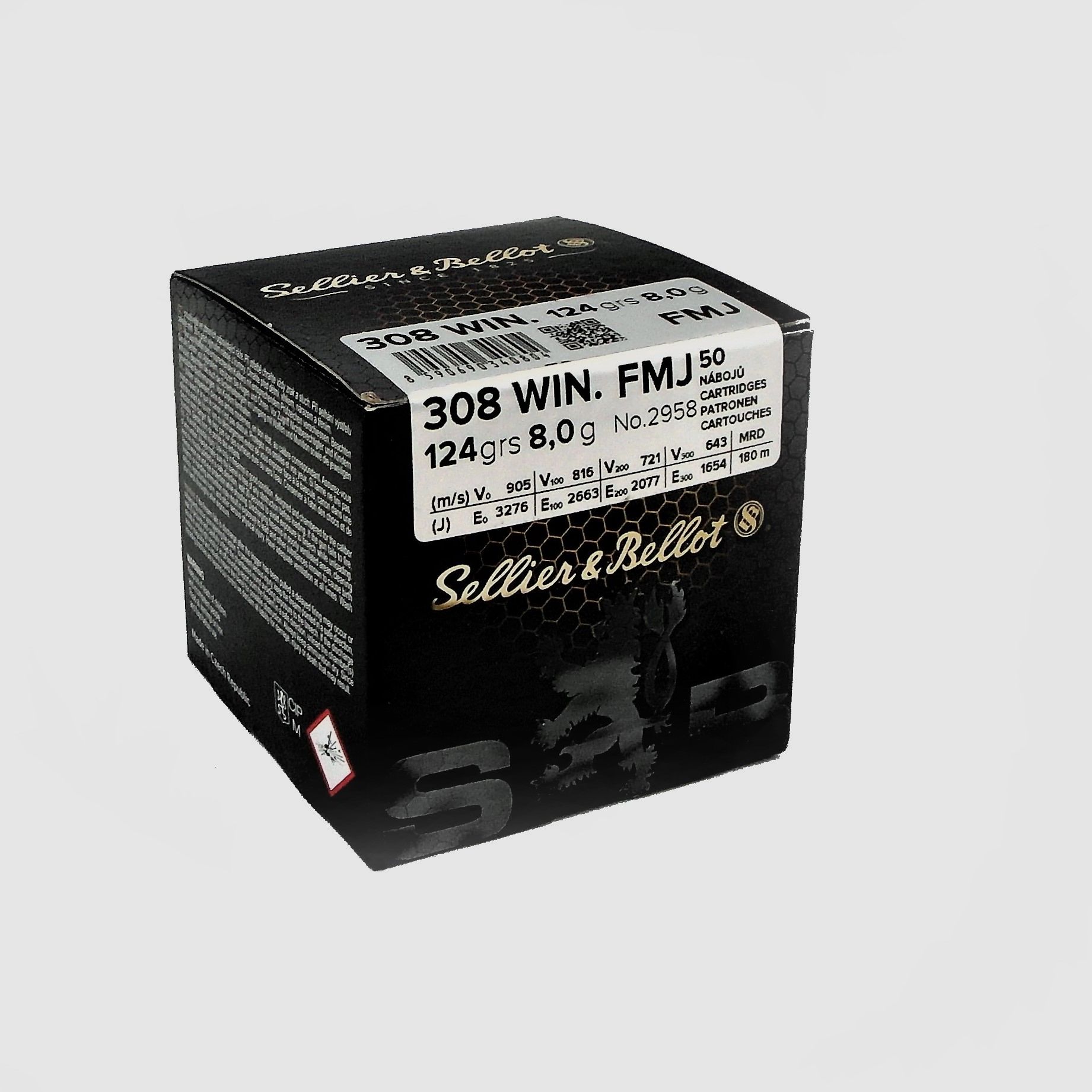 S&B Büchsenpatrone .308Win. VM /FMJ 8,0g/124grs