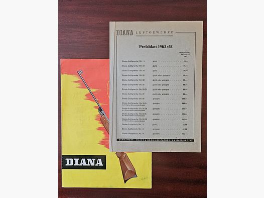 Original Produktfaltblatt der Firma Diana 1962 / 63