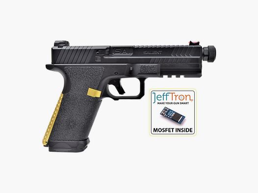 CYMA CM.135S AEP "SAI BLU - SALIENT ARMS INTERNATIONAL", schwarz/gold, S-Line mit JEFFTRON Mosfet MICRO