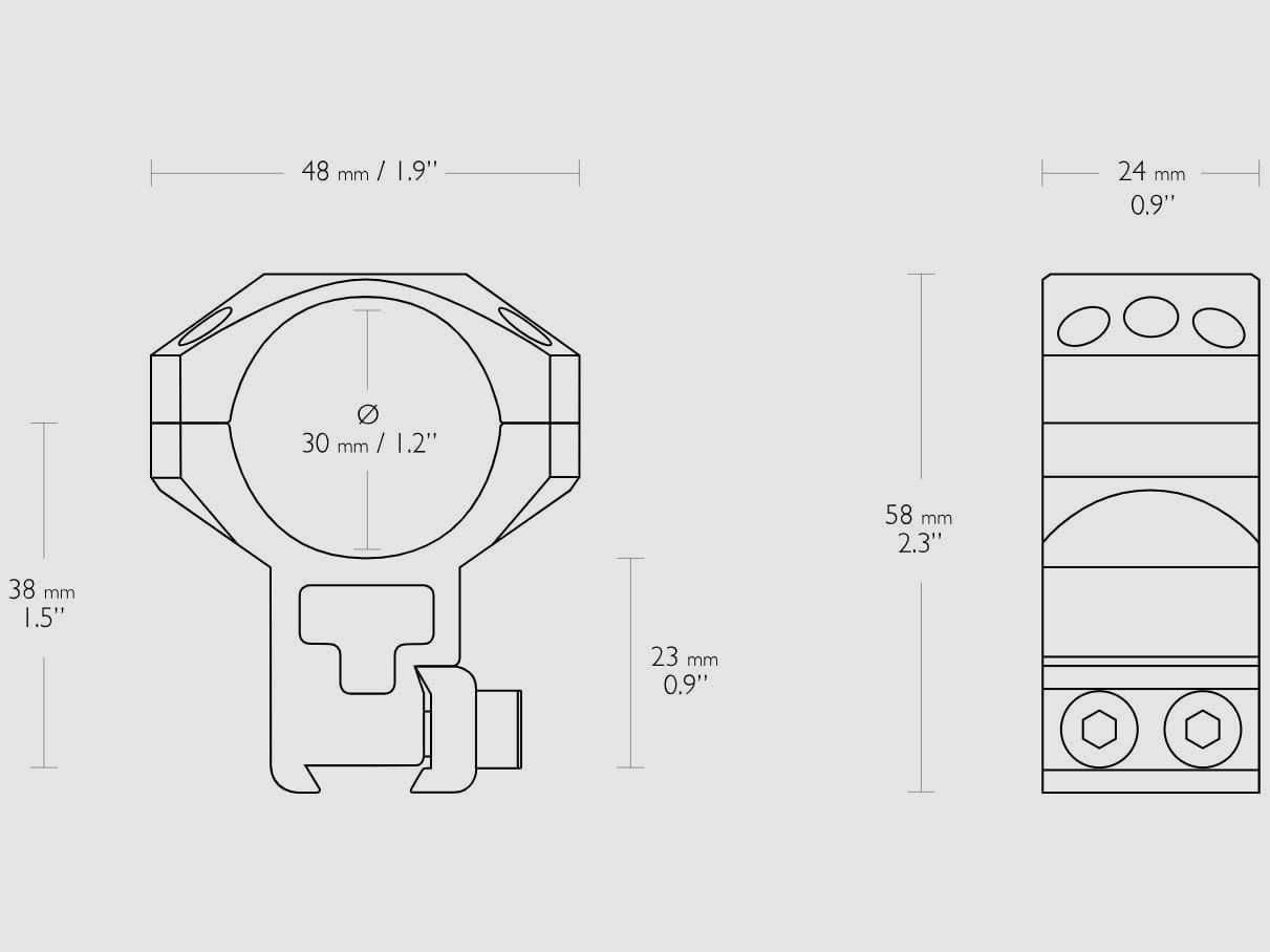 Hawke Taktyczny Montaż Stały Aluminium 9-11mm 30mm Dwuczęściowy Extra Wysoki, zdjęcie 2 z 2