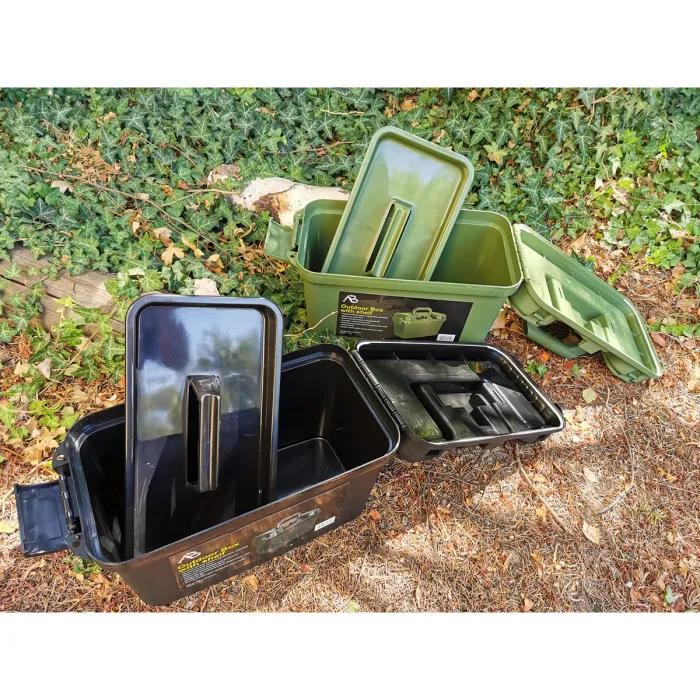 Scatola / Cassa di munizioni con fondo interno - 38 x 19 x 24 cm, Nero - resistente agli spruzzi + chiudibile, plastica resistente agli urti, immagine 6 di 6