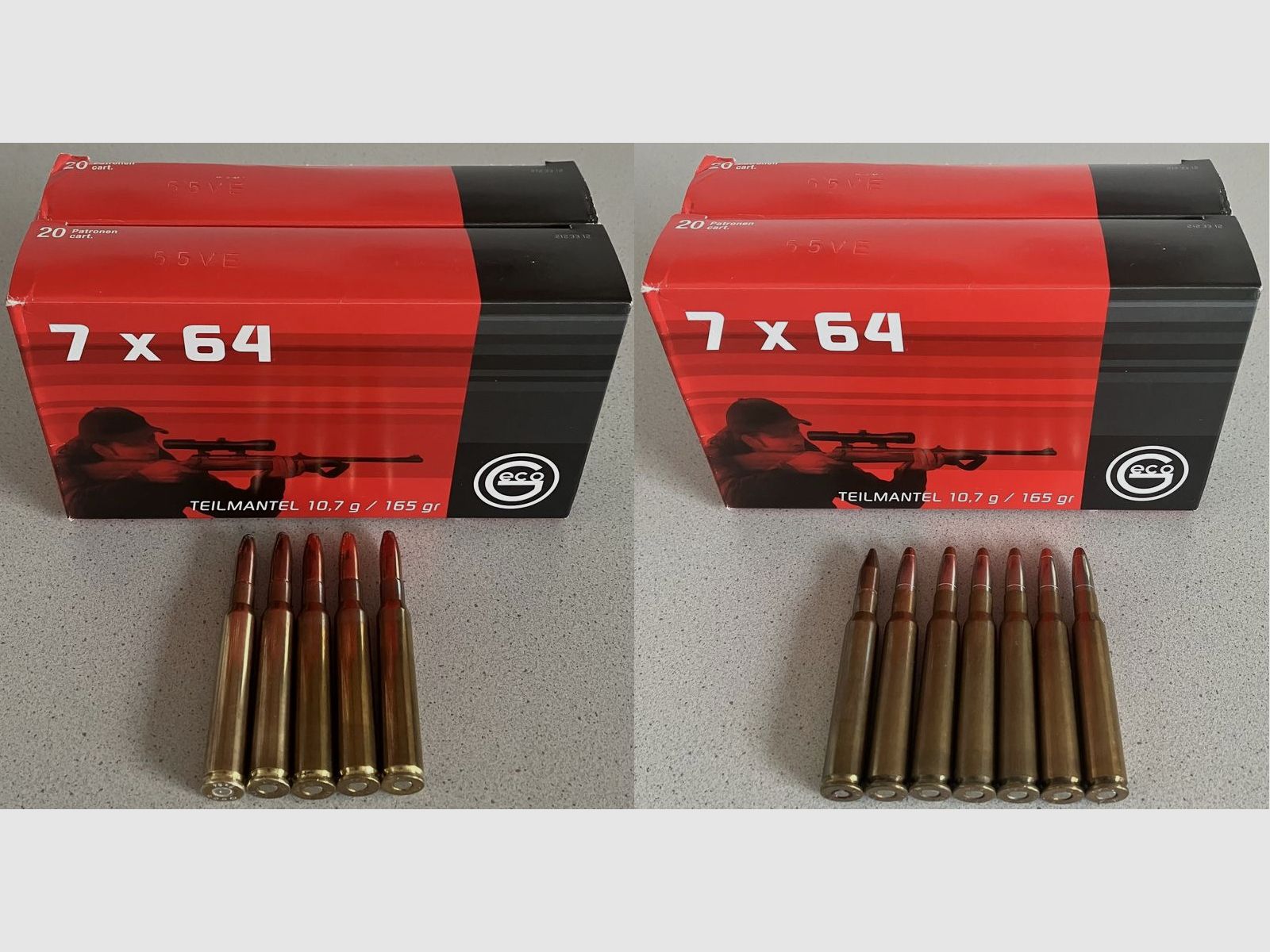85 x Geco 7x64 Teilmantel Softpoint Bullet 10,7g / 165gr & RWS 7x64