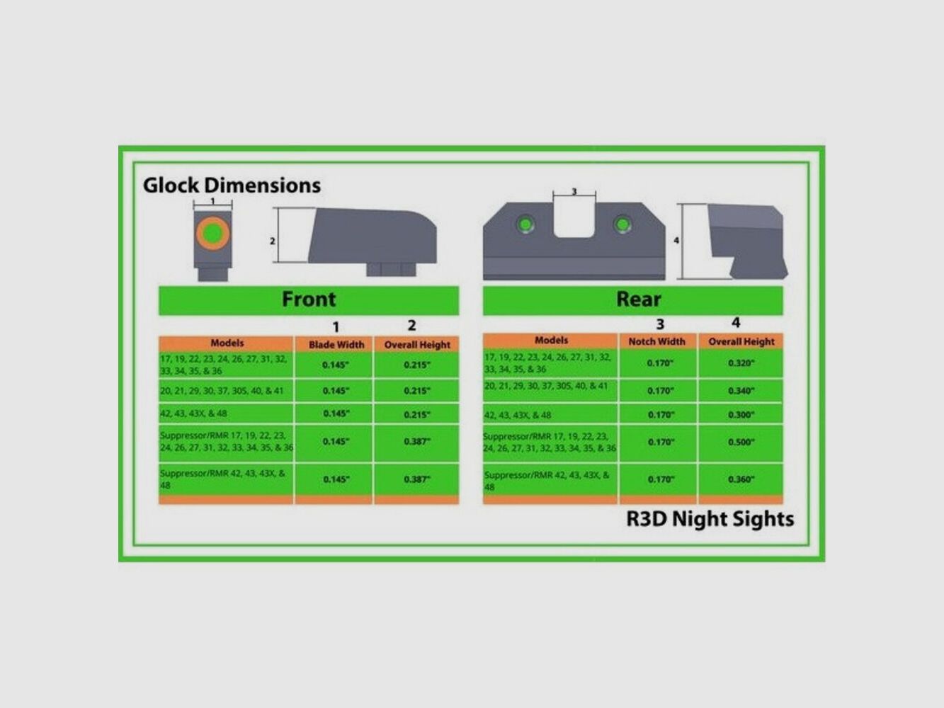 XS Sights N-Visier R3D Orange Glock 17-36