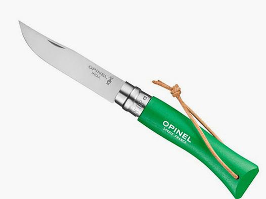 Opinel Colorama 07 Messer Green mit Lederriemen