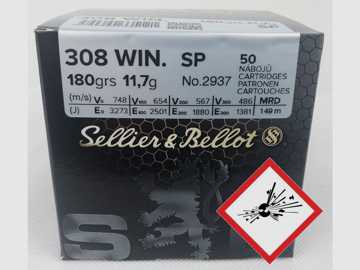 Sellier & Bellot geweerpatroon kal. .308Win SP 180grs
