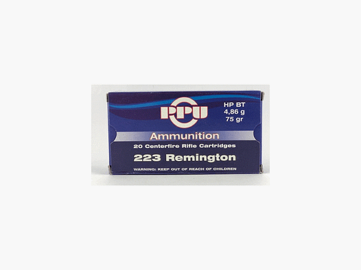 PPU .223 Remington 4.86g – 75grs – HP BT