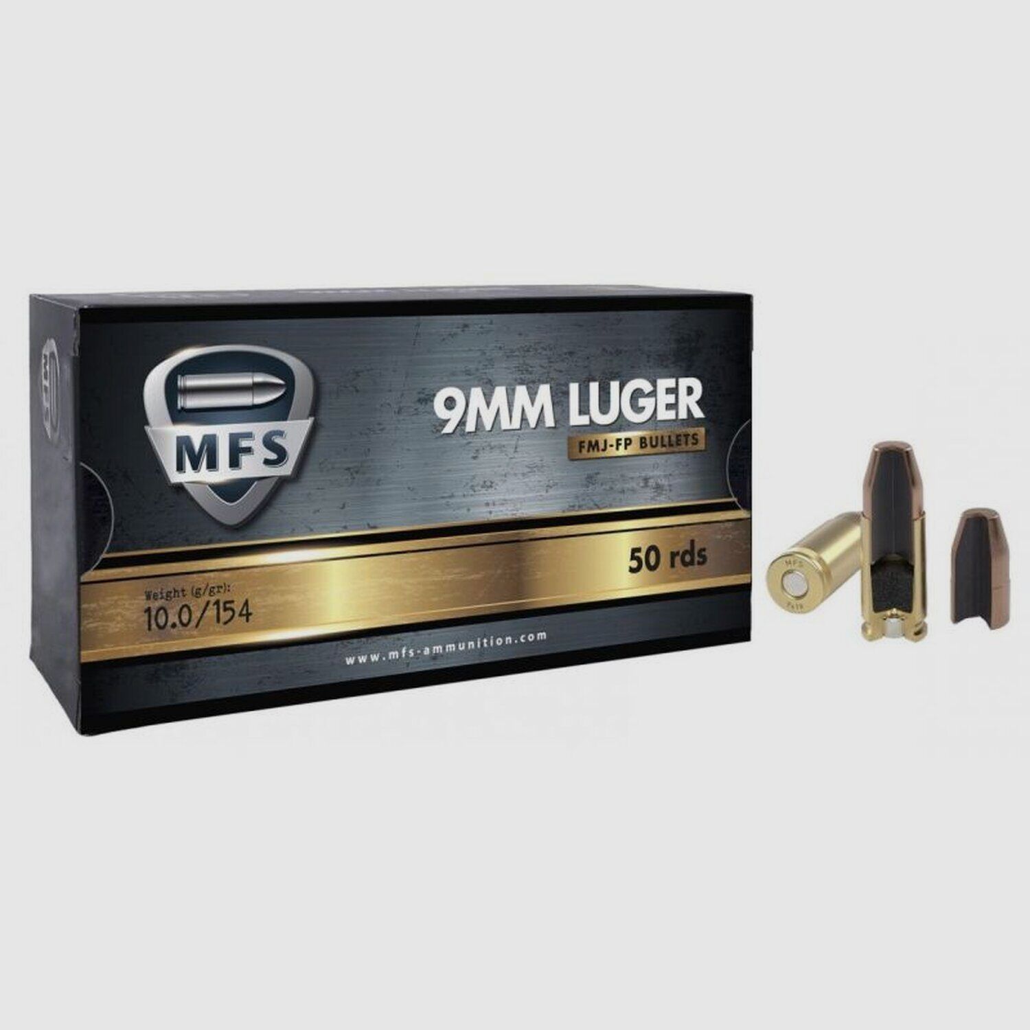 Munitions MFS Kal. 9×19 FMJ Flachkopf 154gr Subsonic – Box mit 50