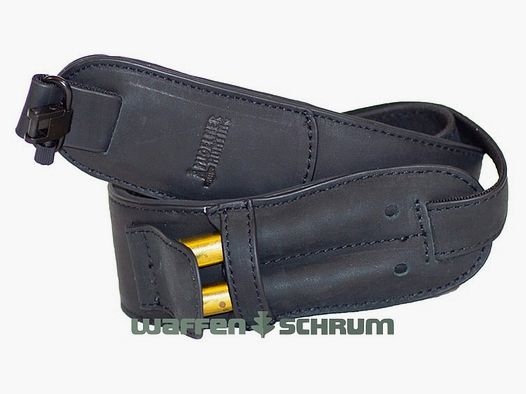 Mjoelner Hunting Sangle de Fusil Cuir/Neoprene - noir - avec attache US amovible