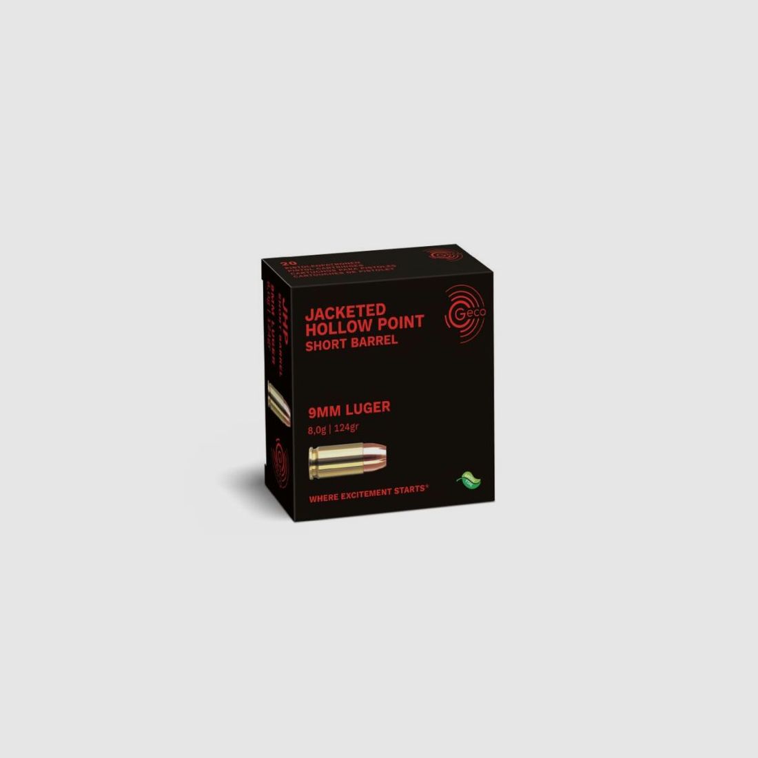 GECO 9mm Luger Jacketed Hollow Point SX 8,0g/124gr - 20 Patronen