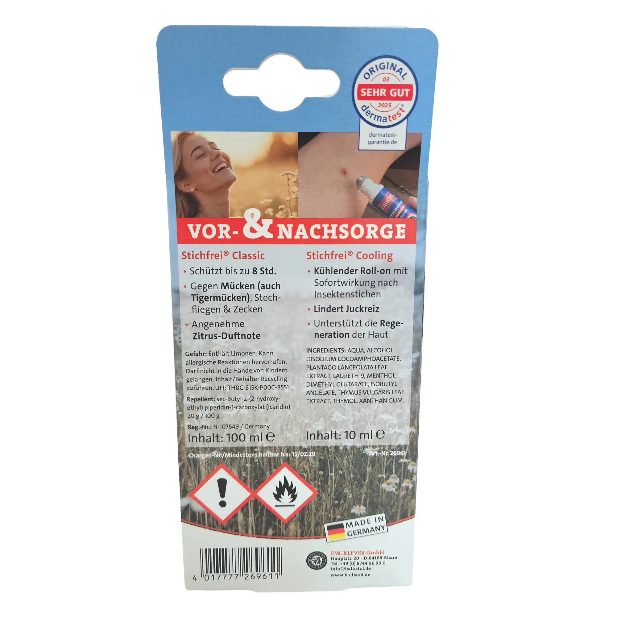 Set Ballistol Stichfrei - Protection contre les moustiques et secours immédiat