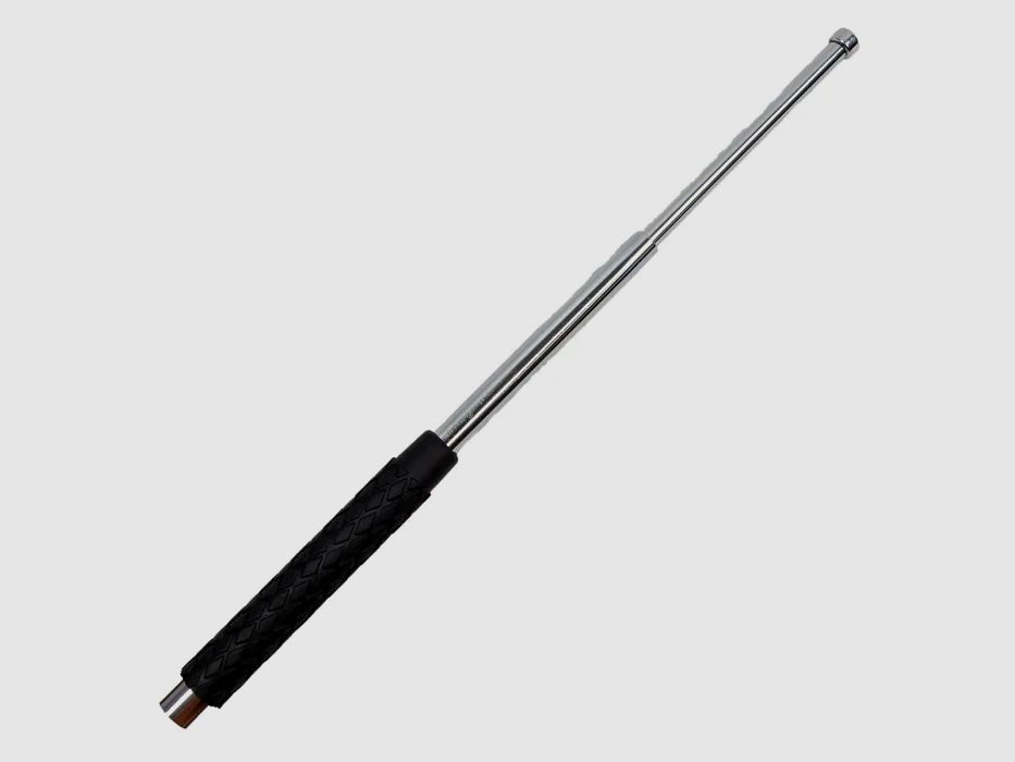 Teleskop Schlagstock 20,5/53cm, Chrom + Gürtelholster