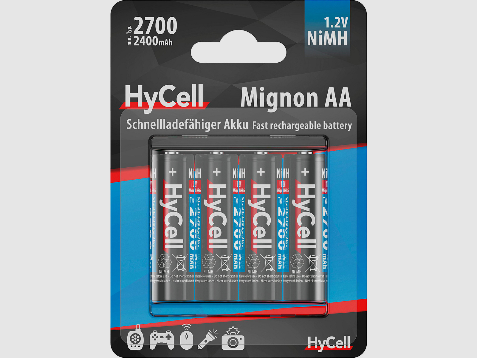 Batterie NiMH Mignon AA 2700 mAh in blister da 4