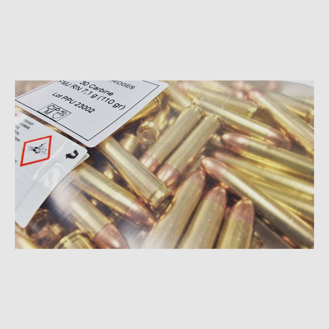 MUN-1377-100 PPU Privi Partizan .30 Carbine (A-024B) BULK 7.1g - 110grs - FMJ RN 100x cartridges in bag