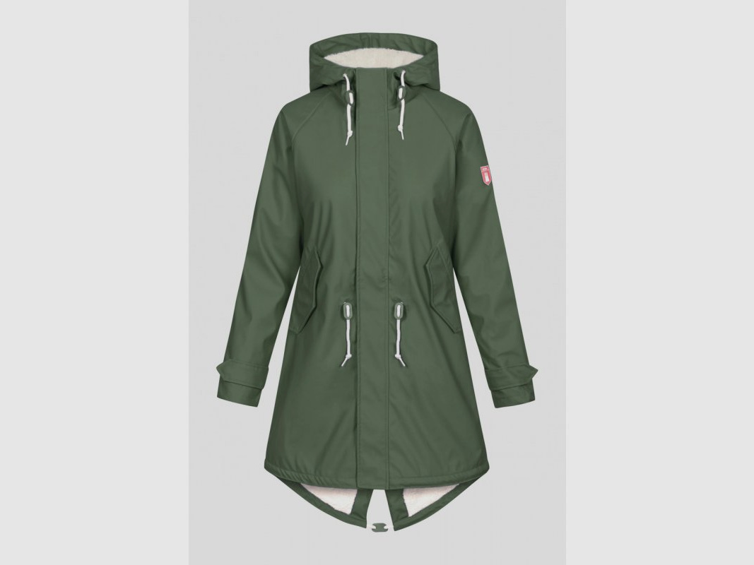 Derbe Damen Regenmantel Gefüttert Friese Tidaholm Oliv/Off White 44