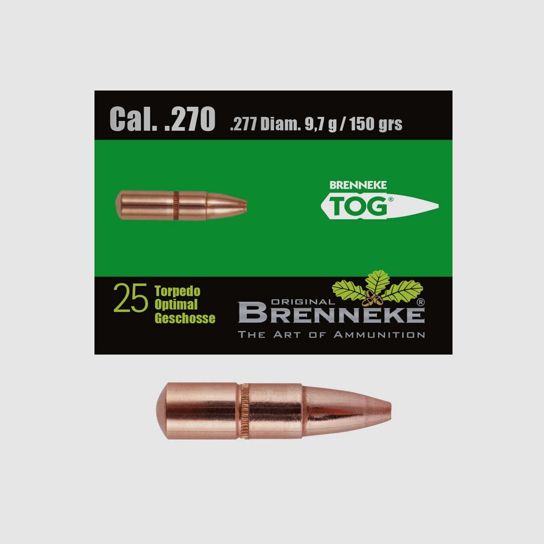 Balle Brenneke .270 Win. (.277) TOG 9,7g / 150grs 25 pièces