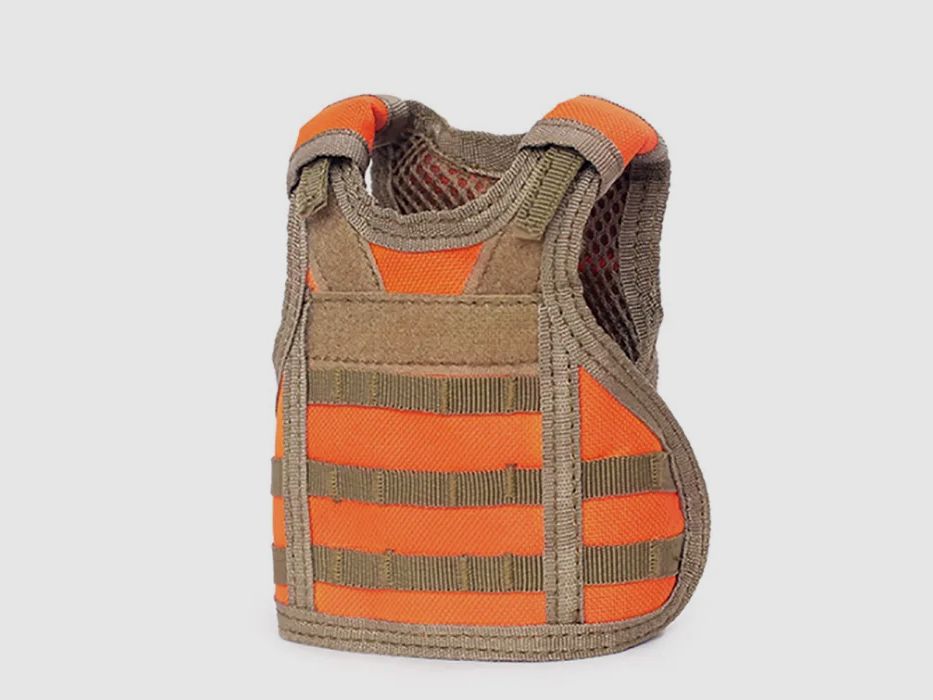 Mini Schutzweste für Bierflasche / Weinflasche / Thermosflasche - Orangerot