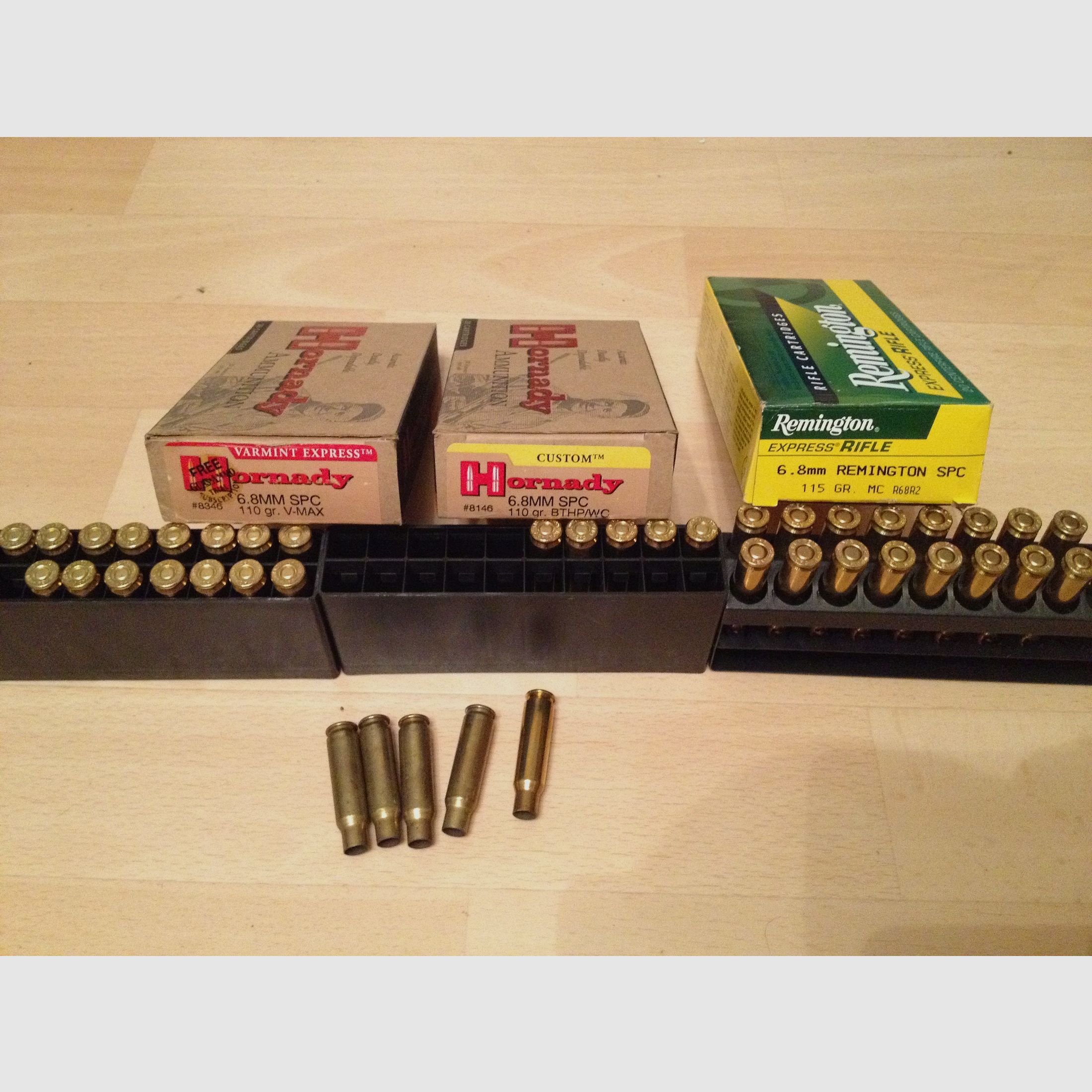 6,8 mm SPC 34 Schuss + Hülsen UNTERM Händlerpreis! Hornady Remington