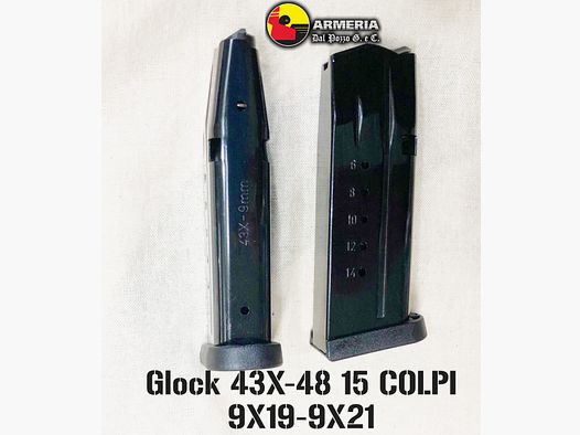 GLOCK MAGAZINE 15 ROUNDS FOR 43X-48 CAL. 9X19 9X21