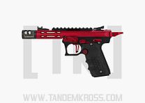 Tandemkross TANDEMIZED Ruger Mark IV 22/45 wedstrijdwapen - rode bovenkant, zwarte onderkant, rode bedieningselementen
