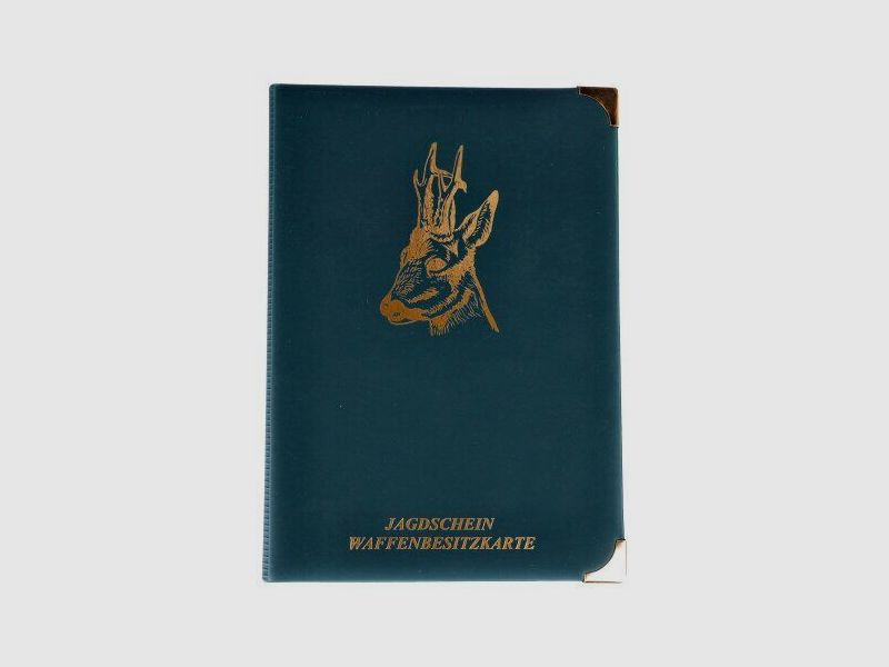 Hunting license/firearms permit folder, green, with roe deer motif, image 1 of 2