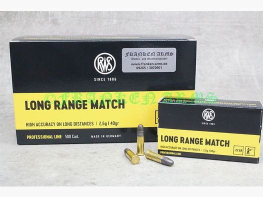 RWS Long Range Match .22 l.r. 40gr. 2,6g 50 pezzi