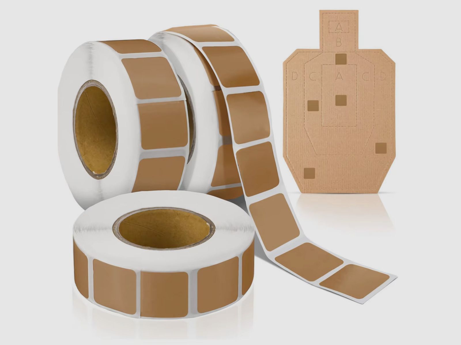 Braune quadratische Schusspflaster 1000er Rollen, 22x22mm