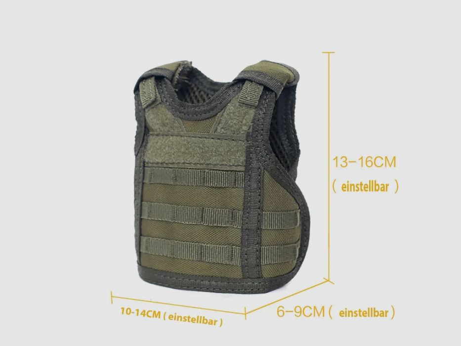 Mini Schutzweste für Bierflasche / Weinflasche / Thermosflasche - Oliv