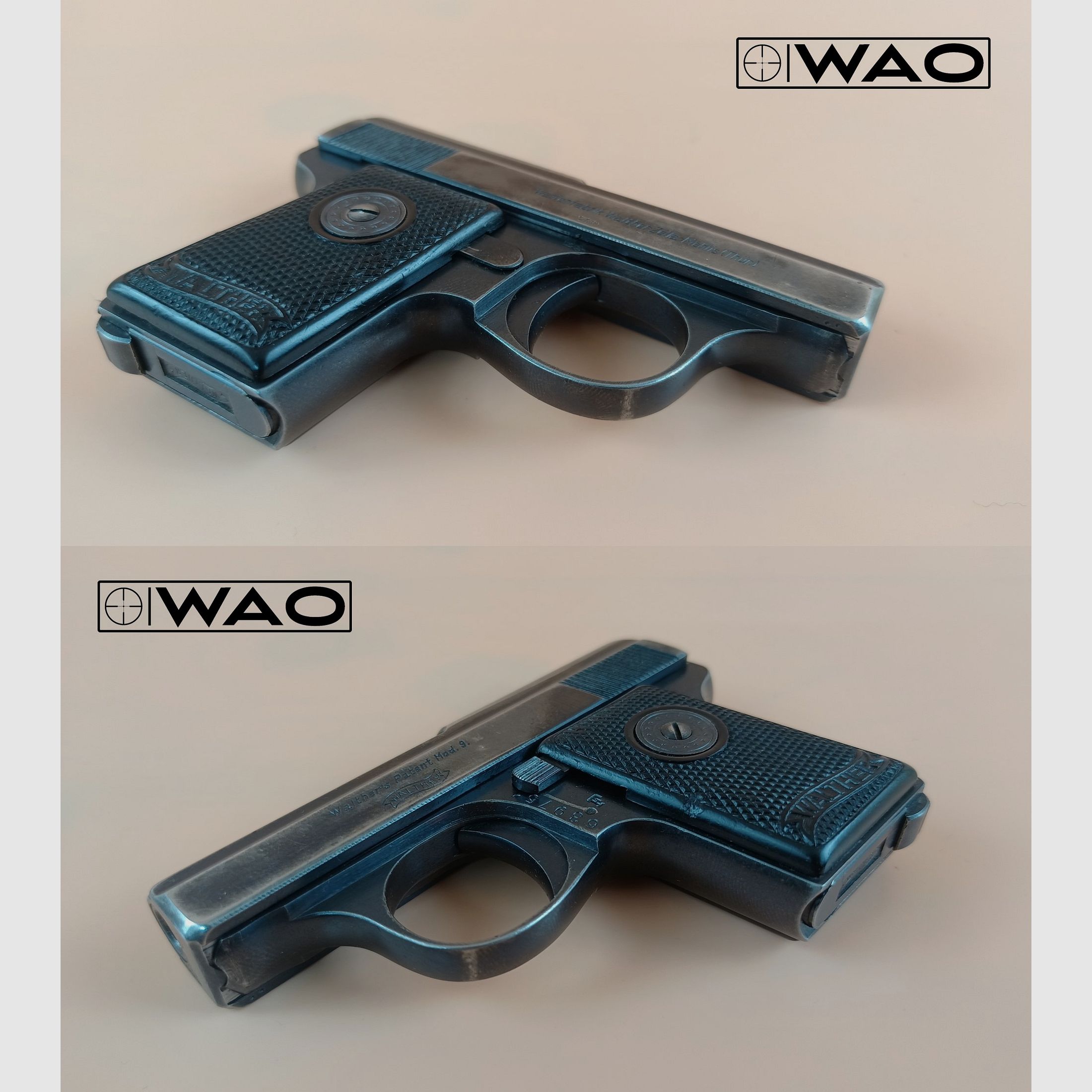 Walther Modelo 9, Mod. 9, Tipo II, Zella-Mehlis, Cal. 6,35mm Browning *con funda*