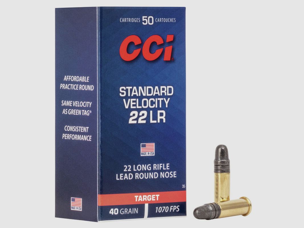 CCI Standard Velocity .22 LR 40GR LRN 50 cartridges