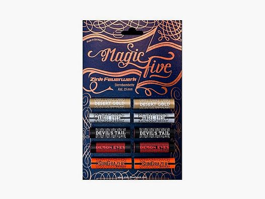 Fuegos artificiales de zinc Magic Five surtido de 10 piezas 15 mm