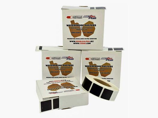 DAA Black waterproof target pasters 22x22 mm – 1000 pcs.