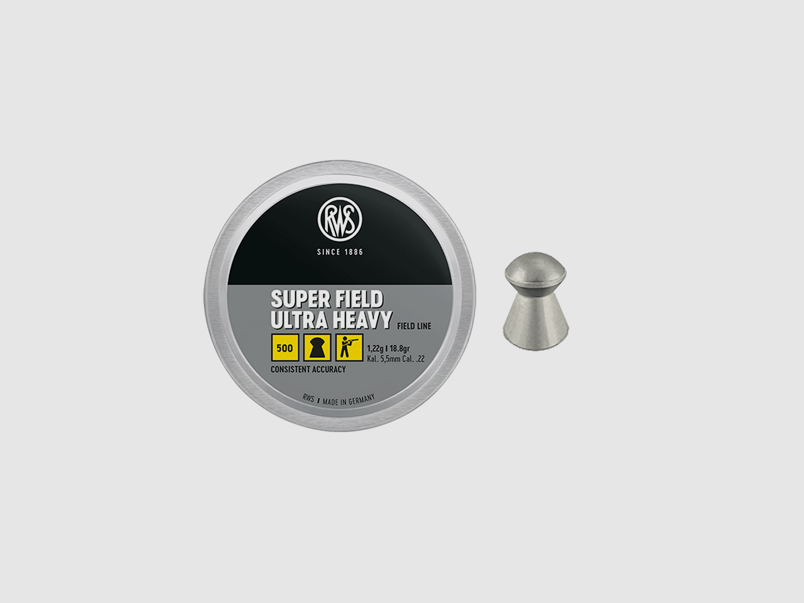 RWS – SUPER FIELD ULTRA HEAVY 1,22g | 18,8gr Kal. 5,5mm (.22) (500Stück)