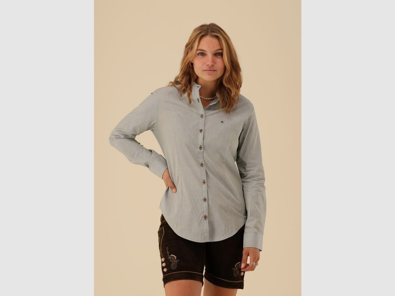 Blusa da donna color oliva, immagine 1 di 3